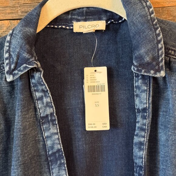 Pilcro Ruched Denim Blouse in XS NWT - Picture 5 of 8